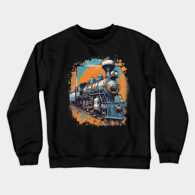 Old Locomotive Funny Gift Crewneck Sweatshirt by JSJ Art